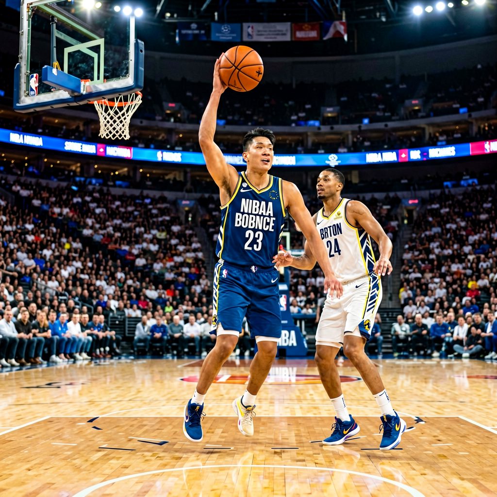 NBA篮球联赛赛事封面，展示职业篮球赛场场景